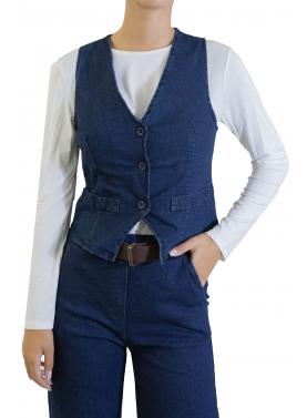 Gilet in jeans con bottone 